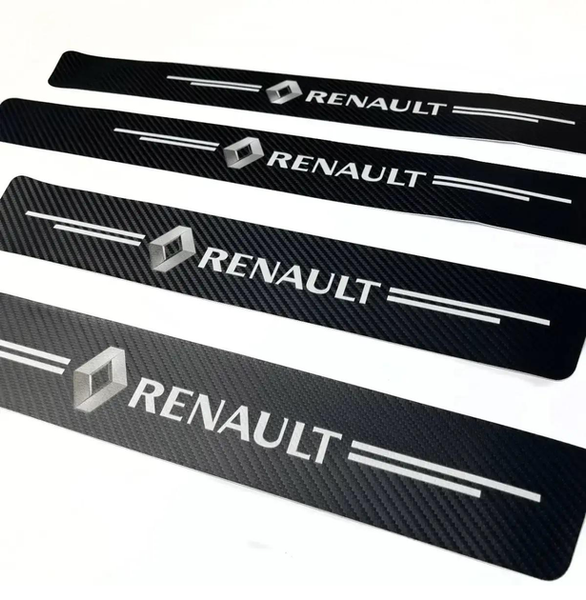 Защитная пленка на пороги с логотипом Renault карбон 4D 69978 фото