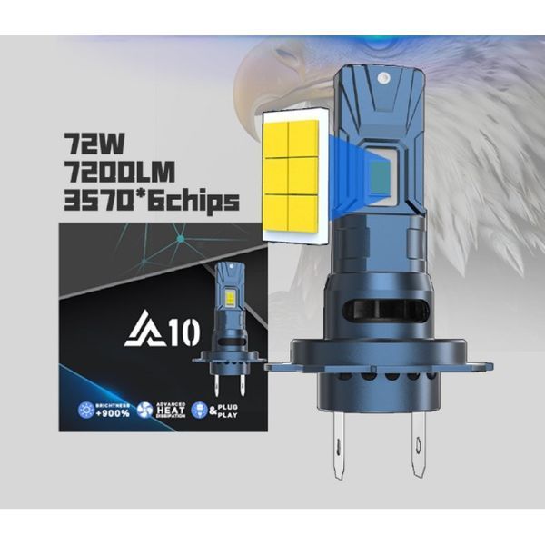 Лампи LED H7 "A10" 65w / 6500lm / 3570 Chip / 6000K / IP68 / 9-30v 70745 фото