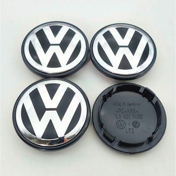Ковпачки на диски "Volkswagen" чорні (70/58 мм) ніжка 13 мм 70643 фото