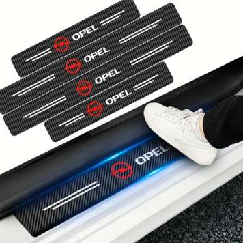 Защитная пленка на пороги с логотипом Opel карбон 4D 63421 фото