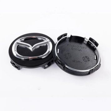 Ковпачки на диски "Mazda" черные (56/50 мм) ніжка 14 мм 70616 фото