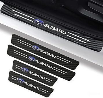 Защитная пленка на пороги с логотипом Subaru карбон 4D 66647 фото