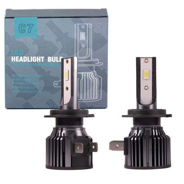 Лампи LED H7 "C7" 60W 9600Lm 6000K 9-32V (Chip 3570) з охолодженням 65561 фото