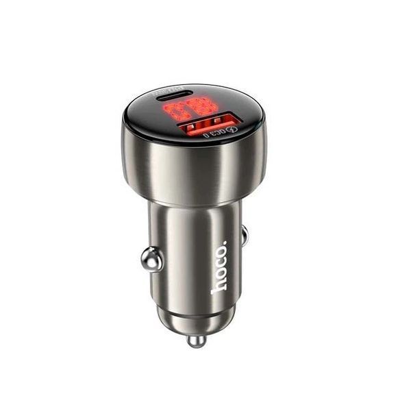 Автомобільний зарядний пристрій у прикурювач "HOCO" 48W (PD30W + QC3.0, 1 Type-C / 1 USB, 3A) 70918 фото