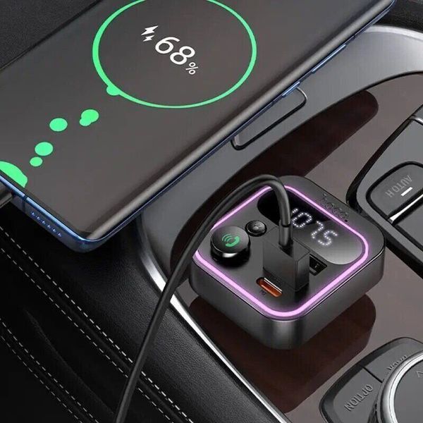 FM модулятор Bluetooth 2xUSB (PD20W + QC3.0) "HOCO" E85 69990 фото
