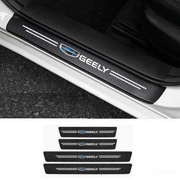 Защитная пленка на пороги с логотипом Geely карбон 4D 69973 фото