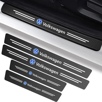 Защитная пленка на пороги с логотипом Volkswagen карбон 4D 63420 фото