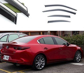 Дефлекторы окон на Mazda 3 SD 2018-2025 "FLY" (скотч) 65152 фото