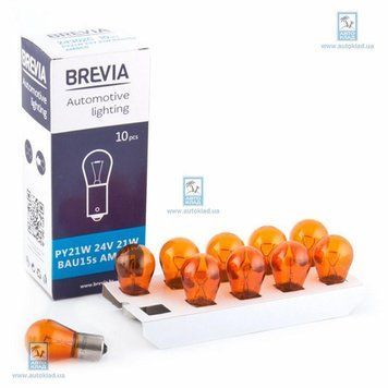 Лампа 24V P21W (BA15s) "Brevia" Amber оранжевая (24302C) 10 шт 42096 фото
